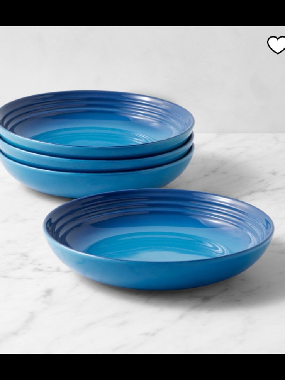 Le Creuset Blue Glaze Stoneware Pasta Bowls - Set of 4